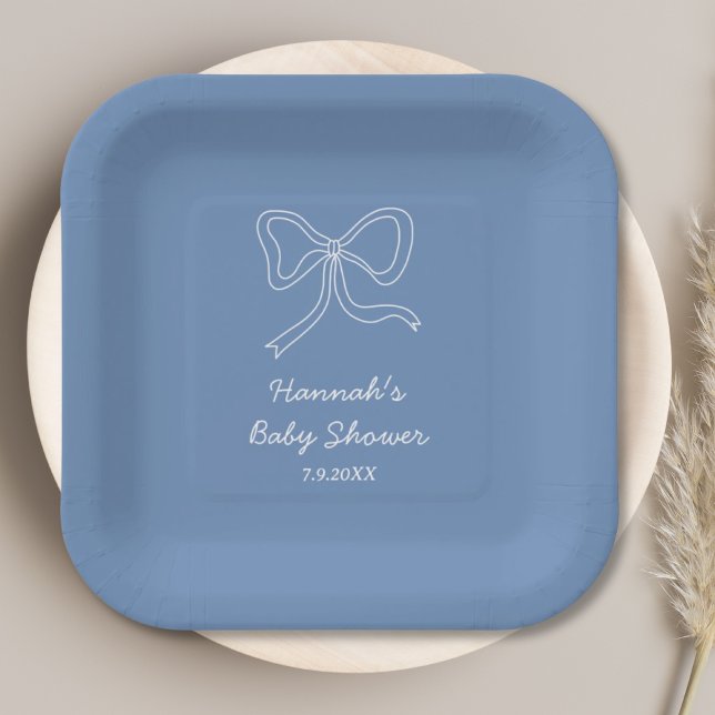 Personalised Dusty Blue Baby Shower Paper Plates (Personalized Dusty Blue Baby Shower Paper Plates
)