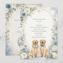 Personalised Dusty Blue Golden Retriever Wedding I