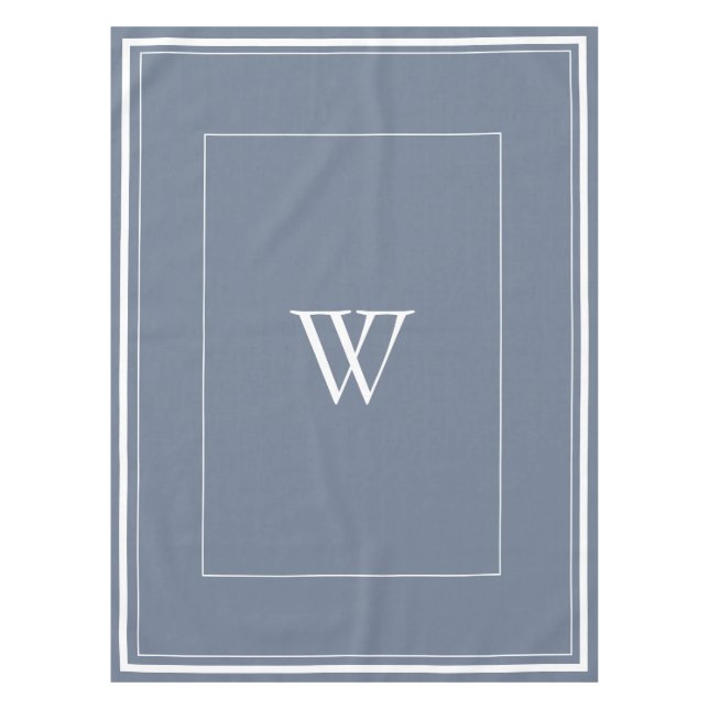 Personalised dusty blue initial  tablecloth (Front)
