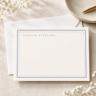 Personalised Dusty Blue Ivory Double Border Card