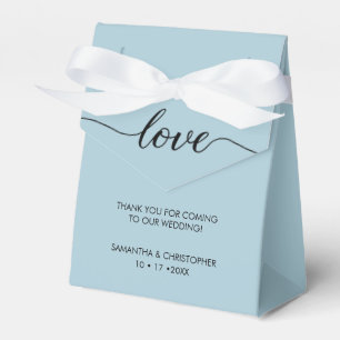 Personalised Dusty Blue Love ScrIpt Wedding Favour Box