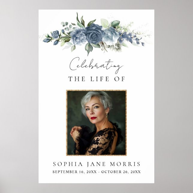 Personalised Dusty Blue Memorial Welcome Poster (Front)