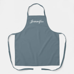 Personalised Dusty Blue Modern Script Womens Chef Apron