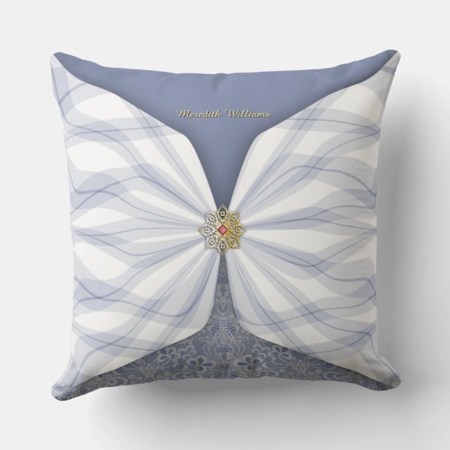 Personalised Dusty Blue Textile Illusion Cushion (Back)