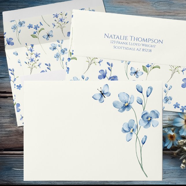 Personalised Dusty Blue Wildflower Bridal Shower Envelope (Creator Uploaded)