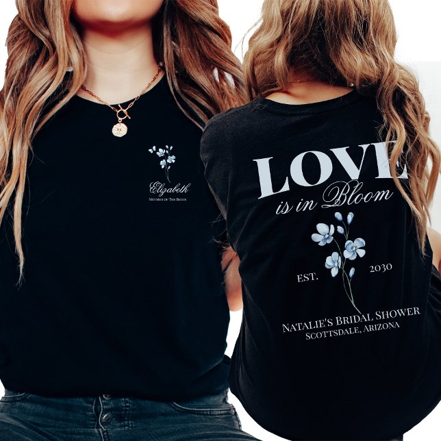 Personalised Dusty Blue Wildflower Bridal Shower T-Shirt (Creator Uploaded)