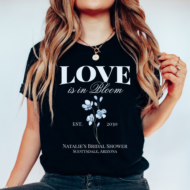 Personalised Dusty Blue Wildflower Bridal Shower T-Shirt (Creator Uploaded)