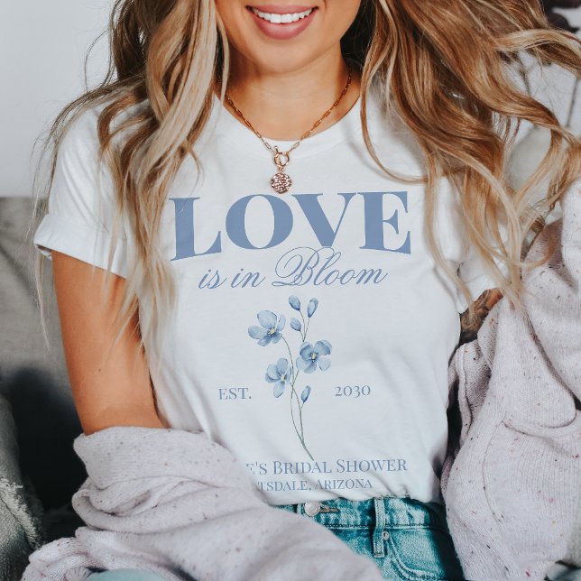 Personalised Dusty Blue Wildflower Bridal Shower T-Shirt (Creator Uploaded)