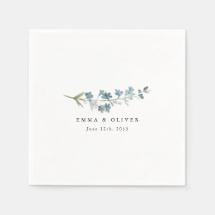 Personalised Dusty Blue Wildflower Floral Wedding Napkin