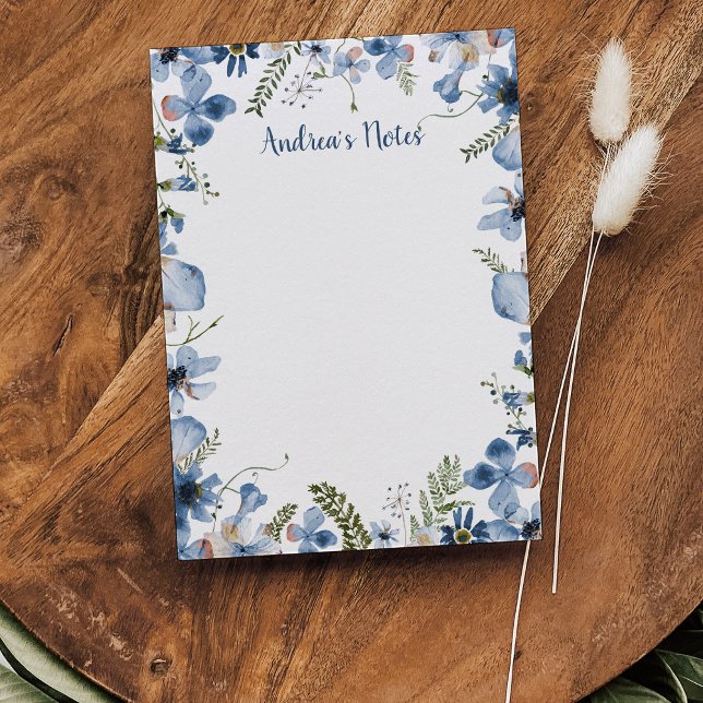 Personalised Dusty Blue Wildflowers Postit Notes  (Creator Uploaded)