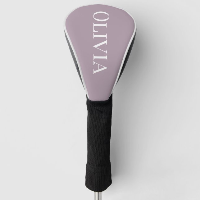 Personalised Dusty Lavender Modern Typography Golf Head Cover (Front)