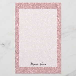 Personalised Dusty Rose Glitter Stationery