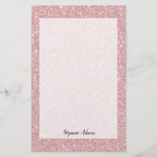 Personalised Dusty Rose Glitter Stationery