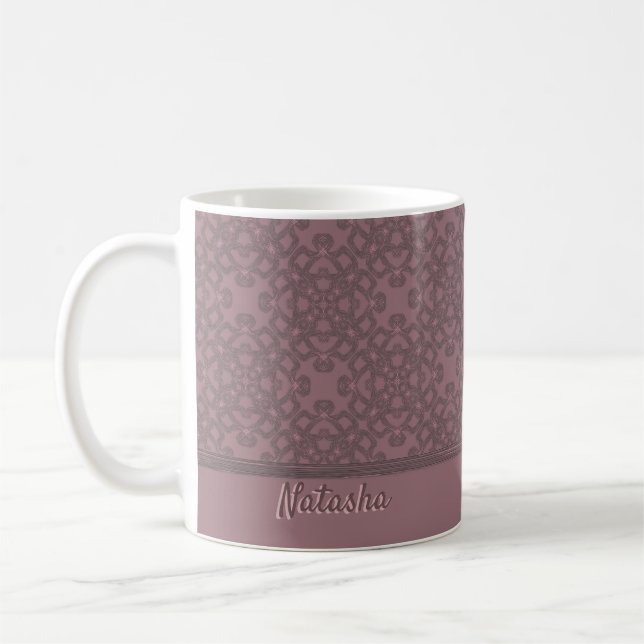 Personalised Dusty Rose Pattern Coffee Mug (Left)