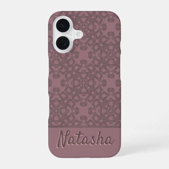 Personalised Dusty Rose Pattern iPhone 16 Case (Back)