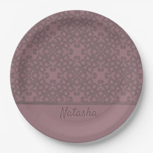 Personalised Dusty Rose Pattern Paper Plate