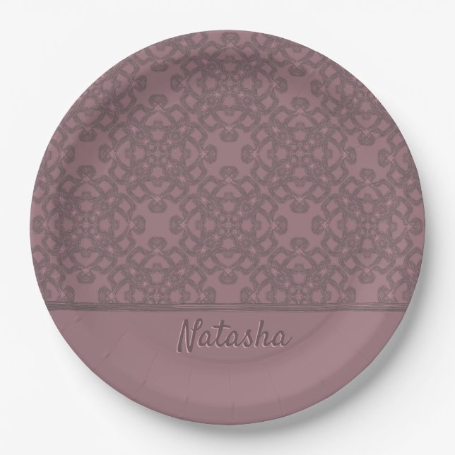 Personalised Dusty Rose Pattern Paper Plate (Front)