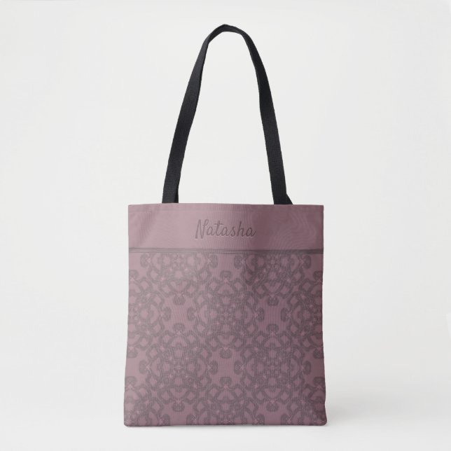 Personalised Dusty Rose Pattern Tote Bag (Front)