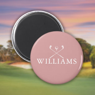 Personalised Dusty Rose Pink Name Golf Clubs Magnet