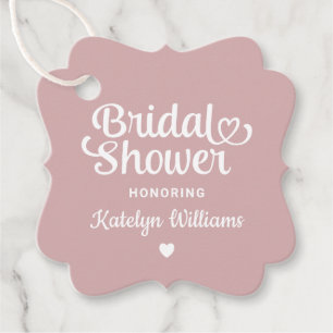 Personalised Dusty Rose Pink Wedding Bridal Shower Favour Tags