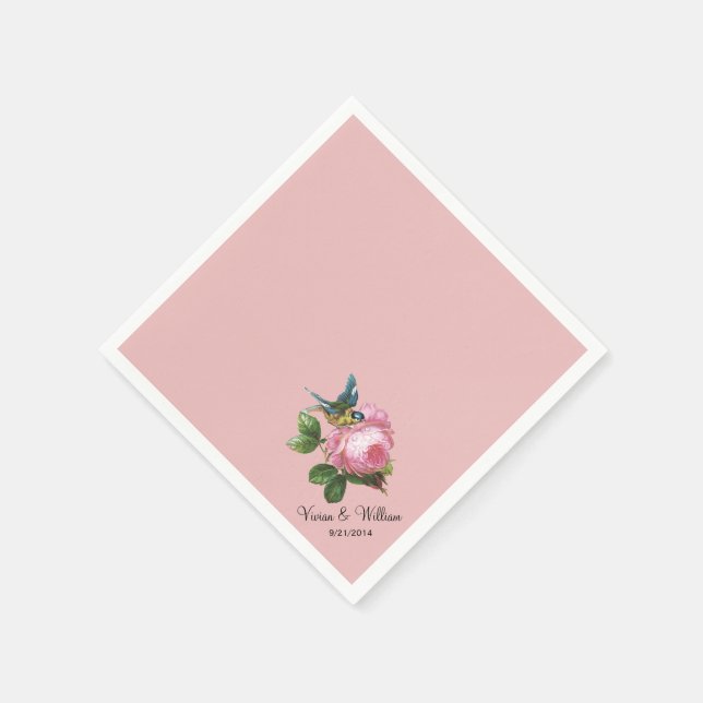 Personalised Dusty Rose Wedding Napkins (Corner)