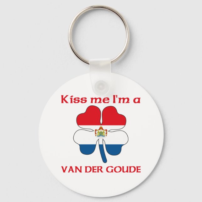 Personalised Dutch Kiss Me I'm Van Der Goude Key Ring (Front)