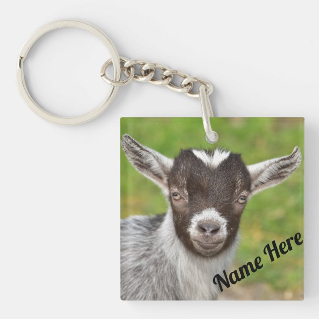 Personalised Dwarf Goat Kid Key Ring (Front)