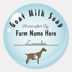 Personalised Dwarf Goat Milk Soap Blue Bubble Classic Round Sticker