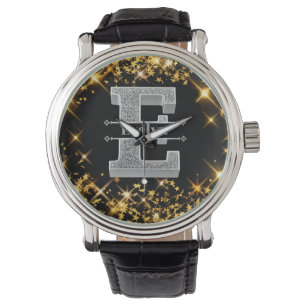 Personalised E Initial Silver Monogram Your Name Watch