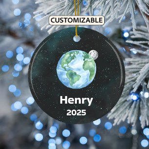 Personalised Earth Ornament, Solar System, Planet Ceramic Ornament