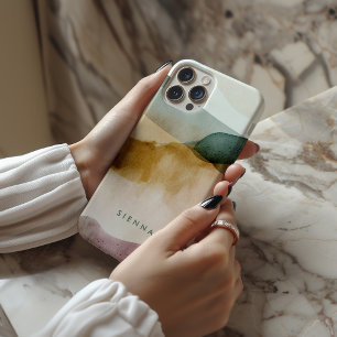 Personalised Earth Tone Abstract Watercolor iPhone 15 Pro Case