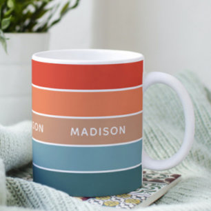 Personalised Earth Tone Colorblock Name Mug