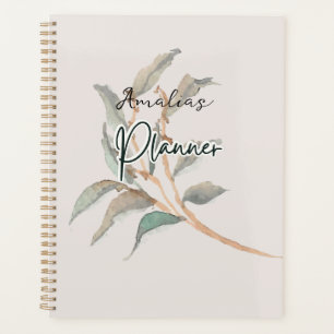 Personalised earthy background watercolor script planner