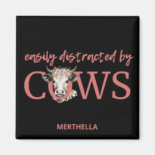Personalised EASILY DISTRACTED BY COWS Vintage  Magnet