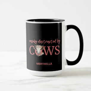 Personalised EASILY DISTRACTED BY COWS Vintage  Mug
