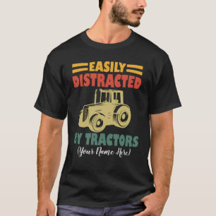 Personalised Easily Distracted By Tractors T-Shirt