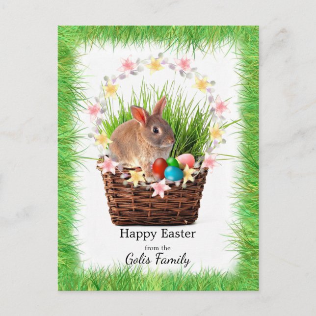 Personalised Easter Basket Holiday Postcard (Front)