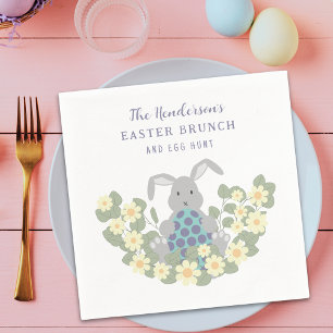 Personalised Easter Brunch Egg Hunt Bunny Floral Napkin