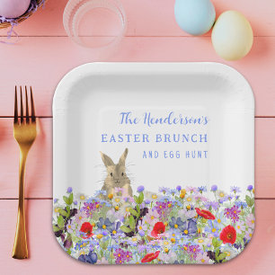 Personalised Easter Brunch Egg Hunt Bunny Floral Paper Plate