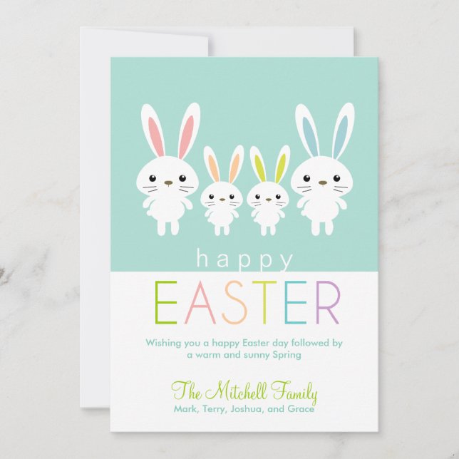 Personalised Easter Bunnies Greeting Card (Front)