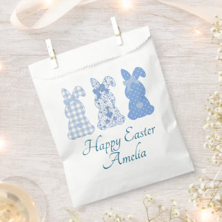 Personalised Easter Bunny Bow Coquette Blue White  Favour Bag