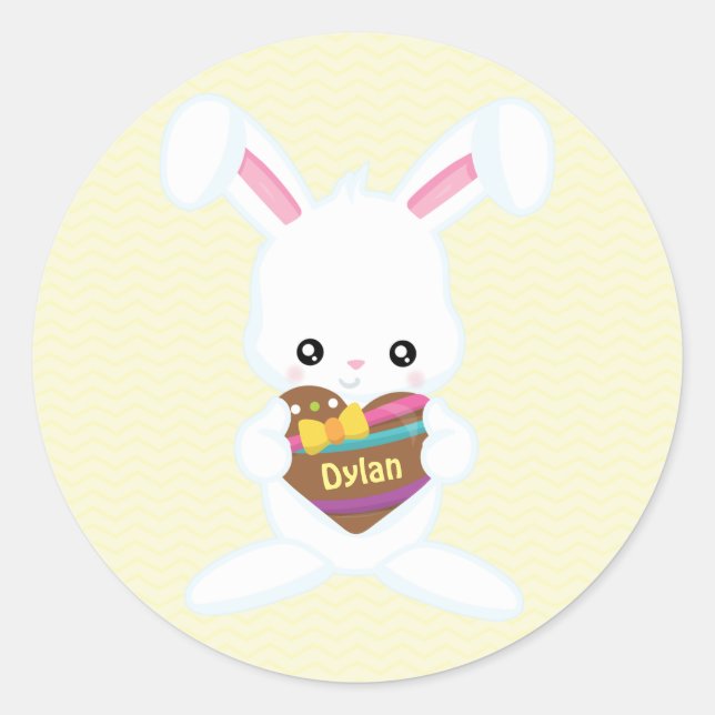 Personalised - Easter Bunny Classic Round Sticker (Front)