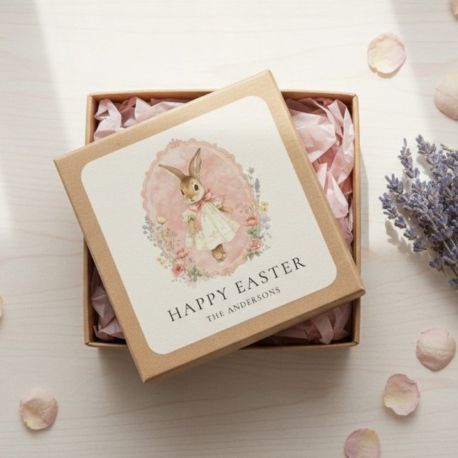 Personalised Easter Bunny Custom  Square Sticker (Creator Uploaded)