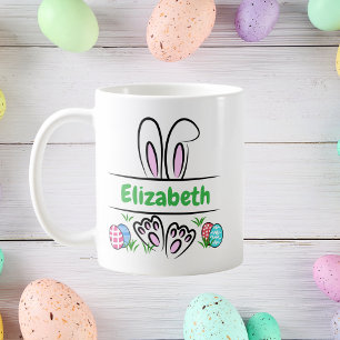 Personalised Easter Bunny Ears Name Coffee Mug