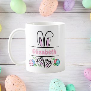 Personalised Easter Bunny Ears Name Coffee Mug
