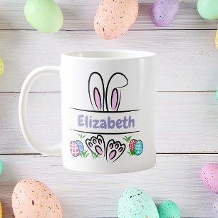 Personalised Easter Bunny Ears Name Coffee Mug