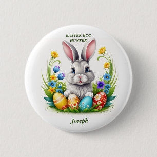 Personalised Easter Bunny Egg Hunt Tote Bag 6 Cm Round Badge