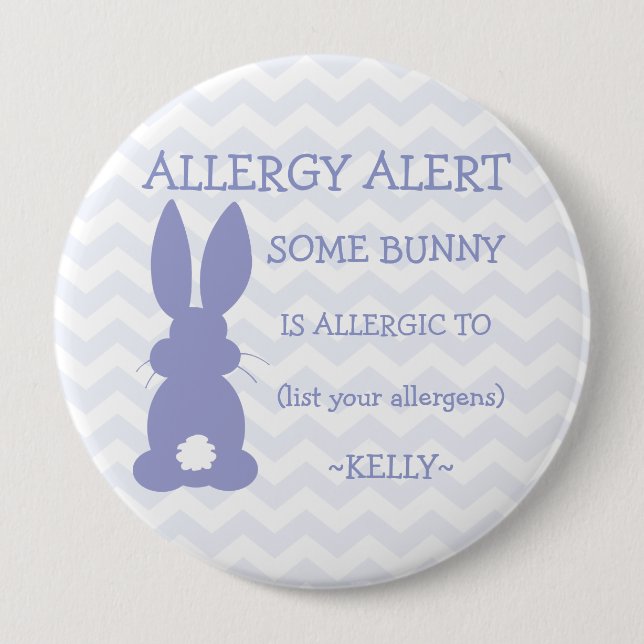 Personalised Easter Bunny Food Allergy Alert 10 Cm Round Badge (Front)