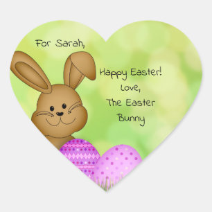 Personalised Easter Bunny Heart Sticker to Kids 