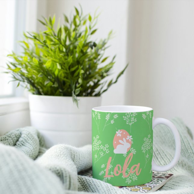 Personalised Easter Bunny Mug - Green & Pink (Creator Uploaded)